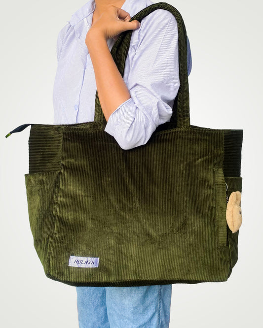 Holaara Lily Organized Tote Bag - Army Green