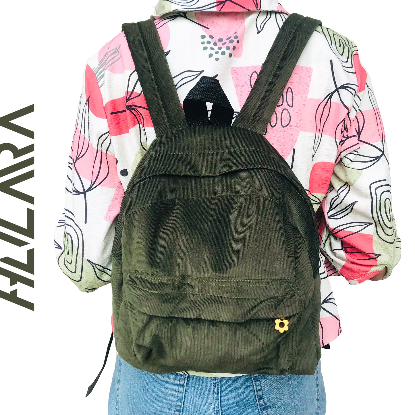 Corduroy Mini Backpack - Army Green