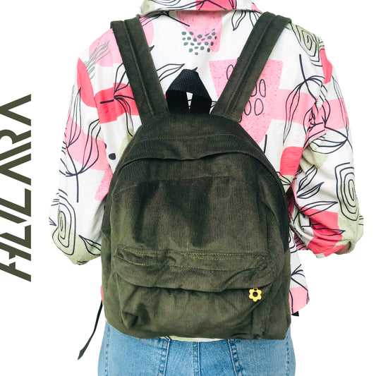 Corduroy Mini Backpack - Army Green