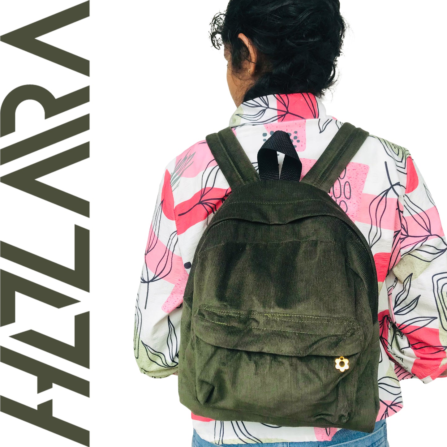 Corduroy Mini Backpack - Army Green