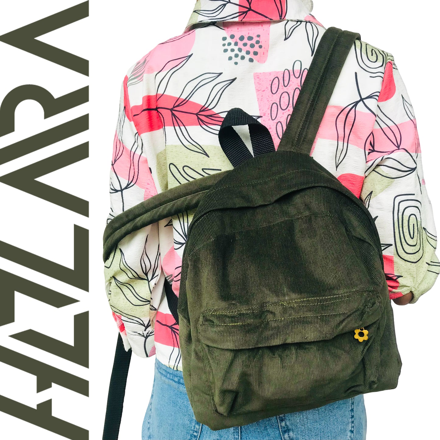 Corduroy Mini Backpack - Army Green