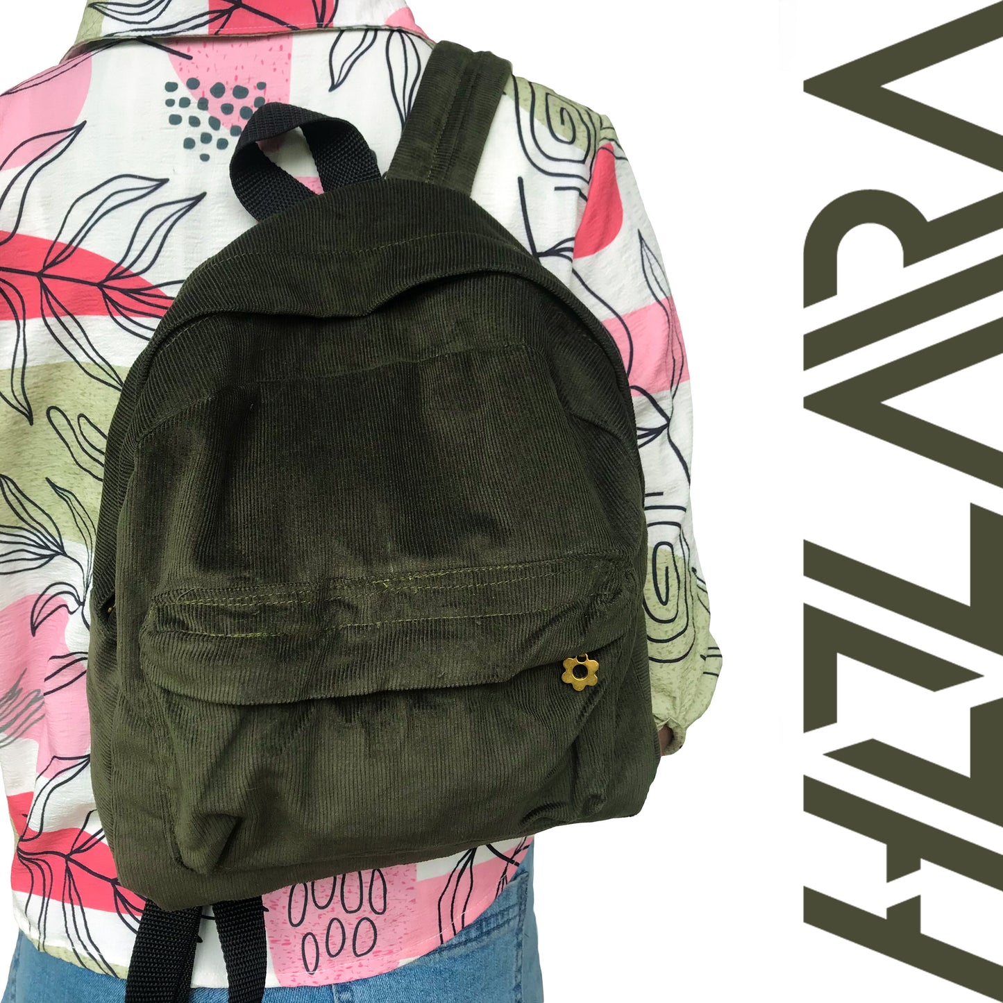 Corduroy Mini Backpack - Army Green