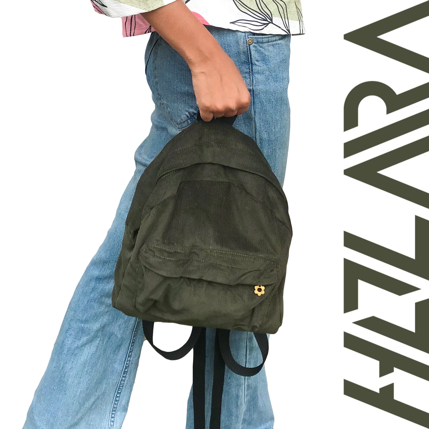 Corduroy Mini Backpack - Army Green