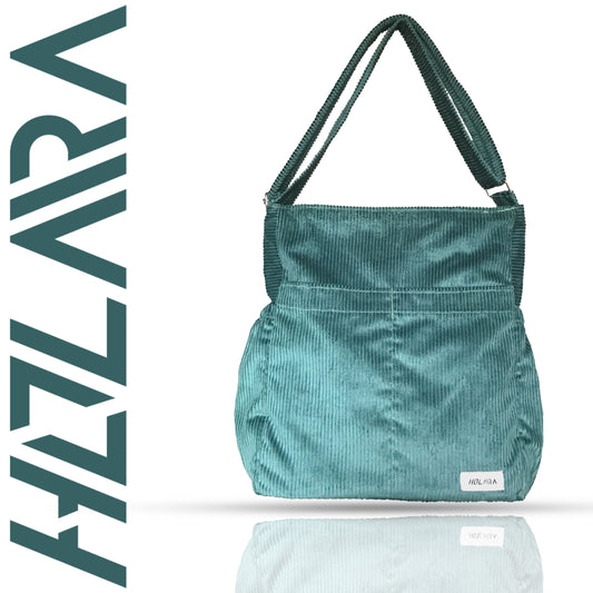 Corduroy Organized Shoulder Bag - Peacock Blue