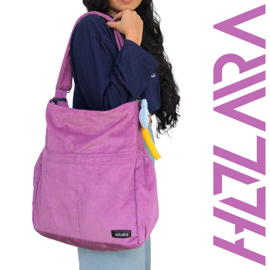 Corduroy Organized Shoulder Bag - Lavender
