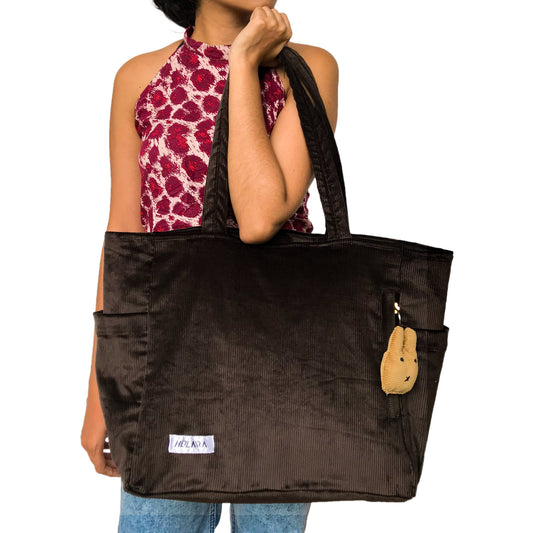 Holaara Lily Organized Tote Bag - Dark Brown