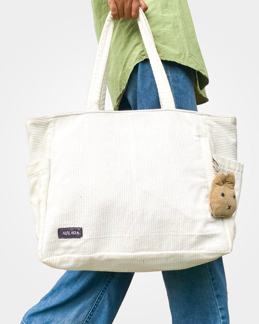 Holaara Lily Organized Tote Bag - White