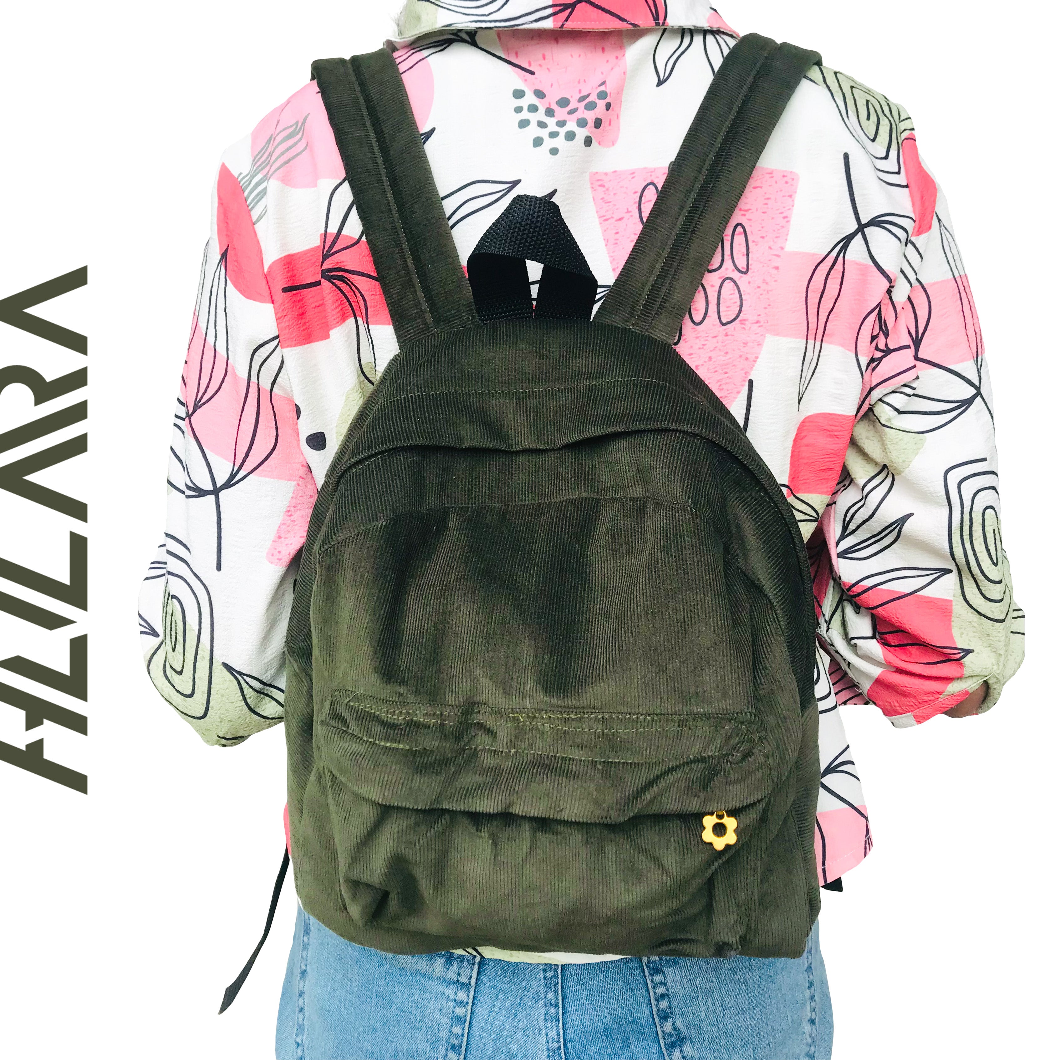 Corduroy Mini Backpack - Army Green