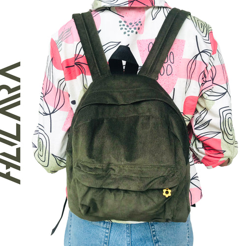 Corduroy Mini Backpack - Army Green