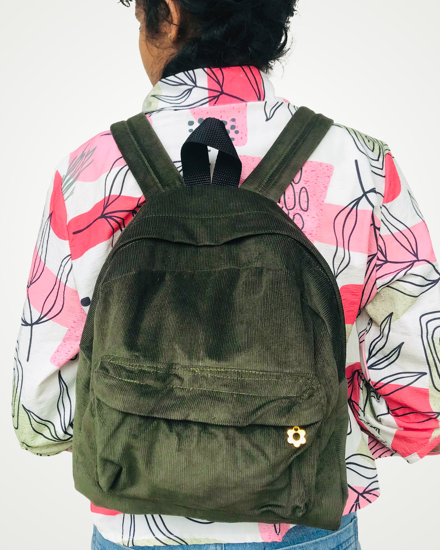 Corduroy Mini Backpack - Army Green