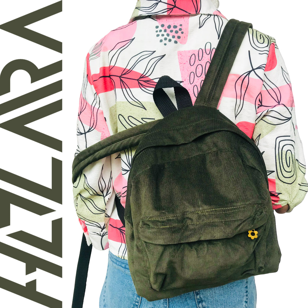 Corduroy Mini Backpack - Army Green