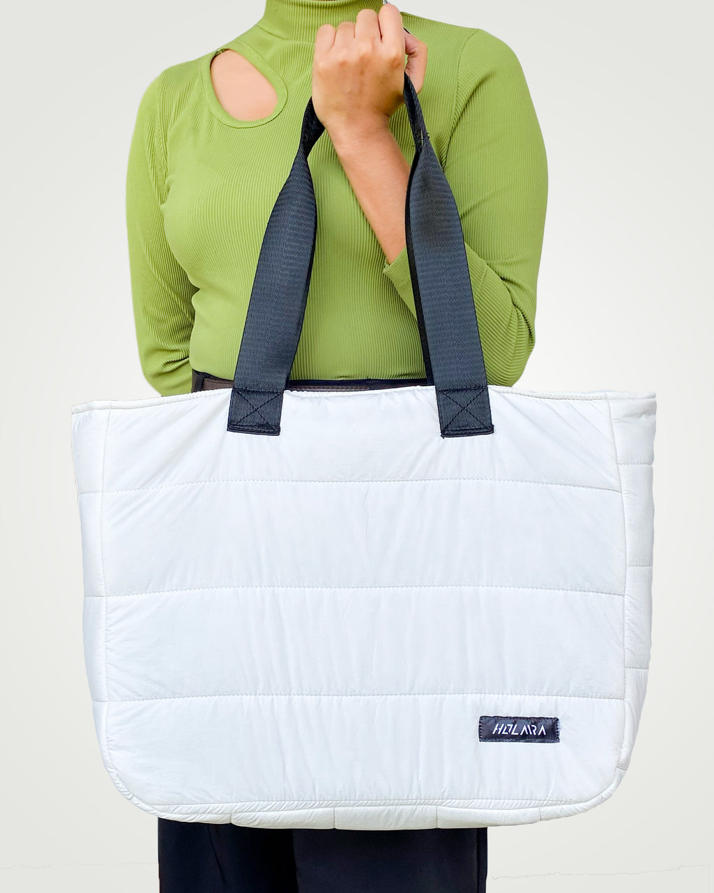 Holaara Iris Organized Tote Bag - White (Water-Resistant)