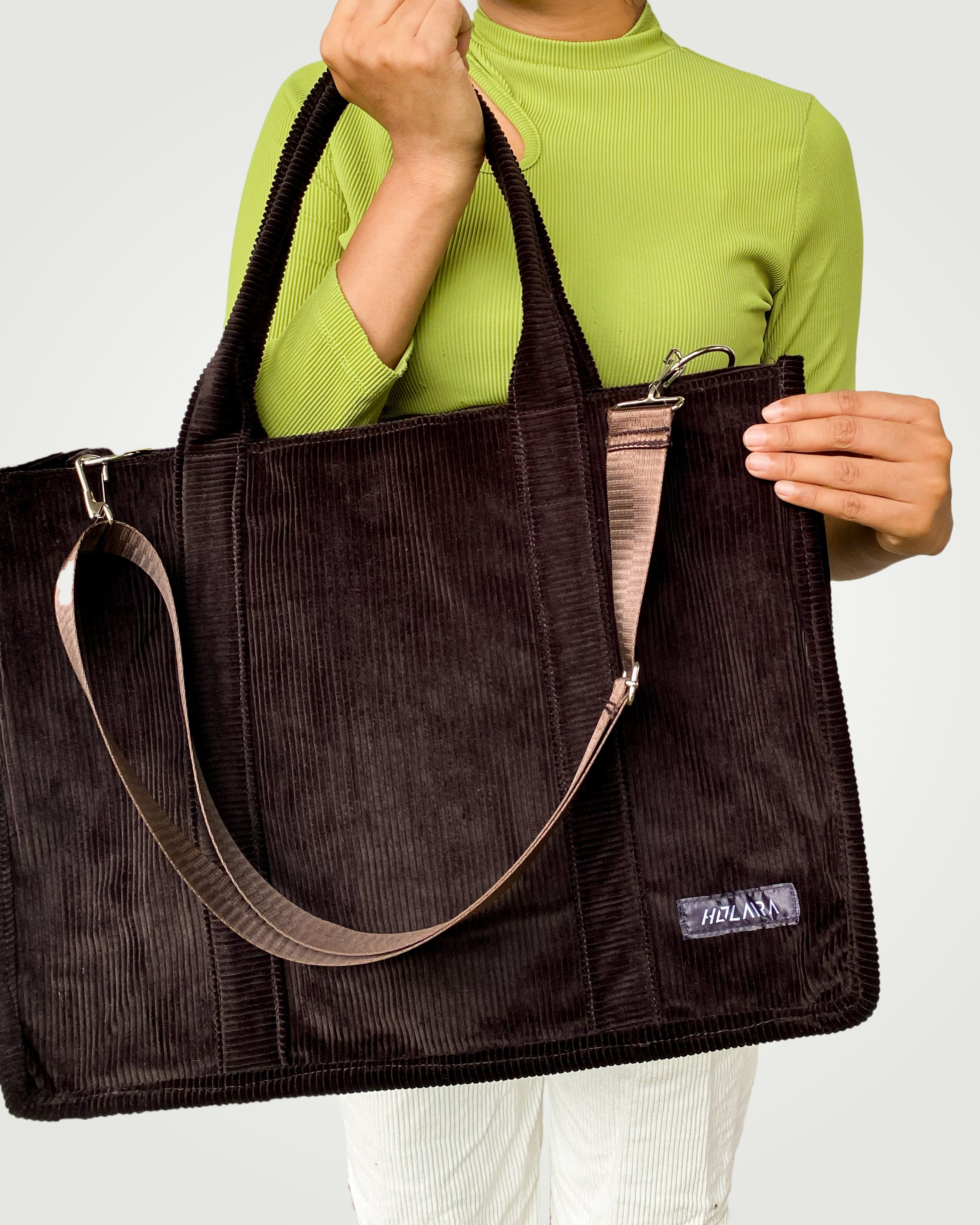 Holaara Camellia Organized Tote Bag - Dark Brown