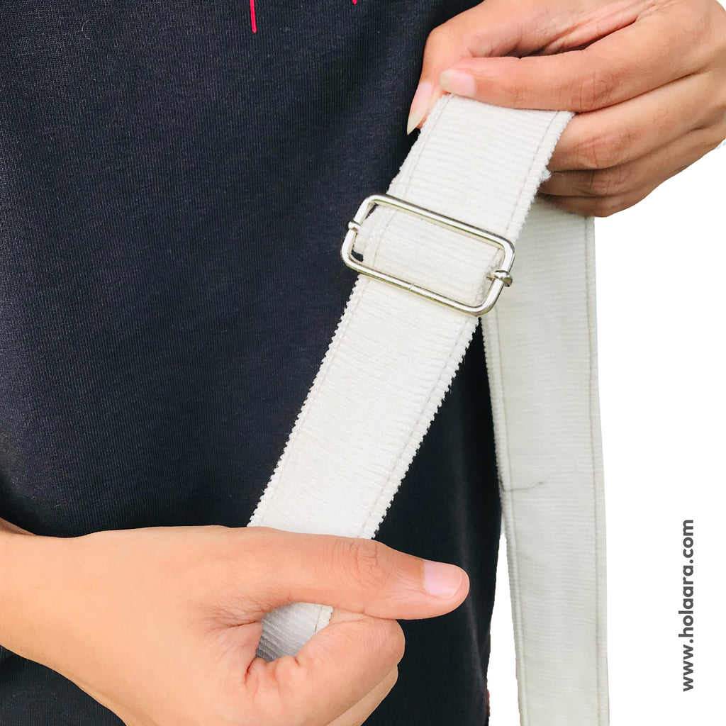 Corduroy Organized Shoulder Bag - White