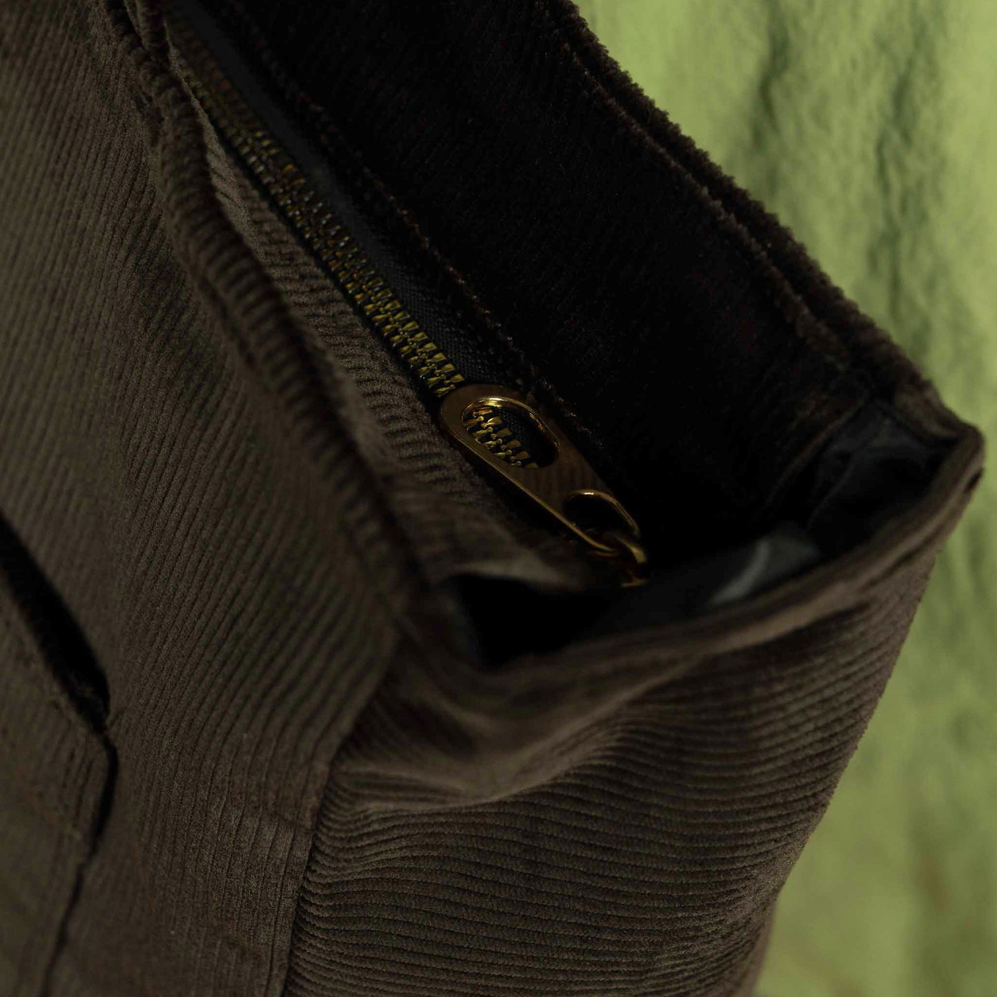 Corduroy Organized Tote Bag - Dark Brown