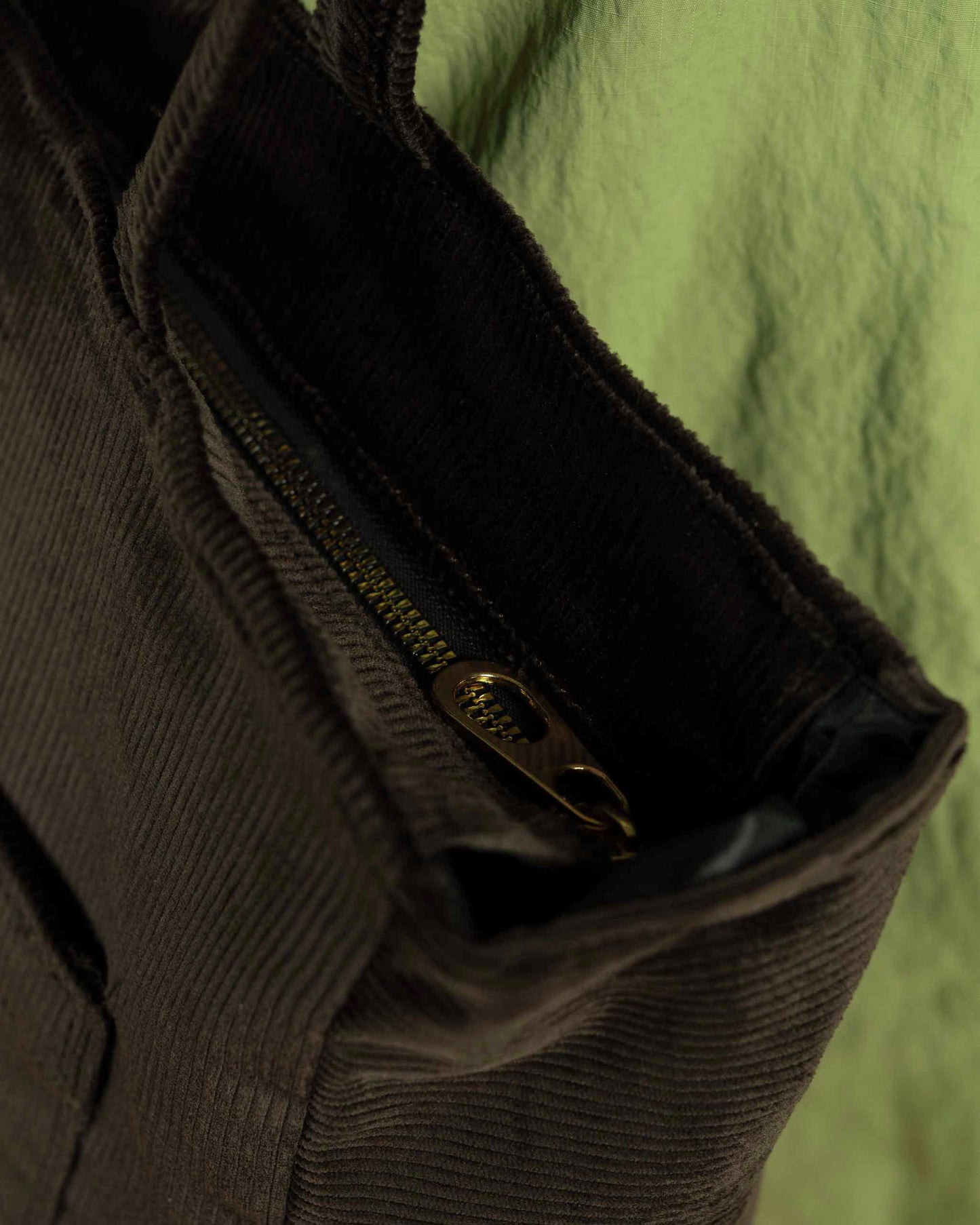 Corduroy Organized Tote Bag - Dark Brown