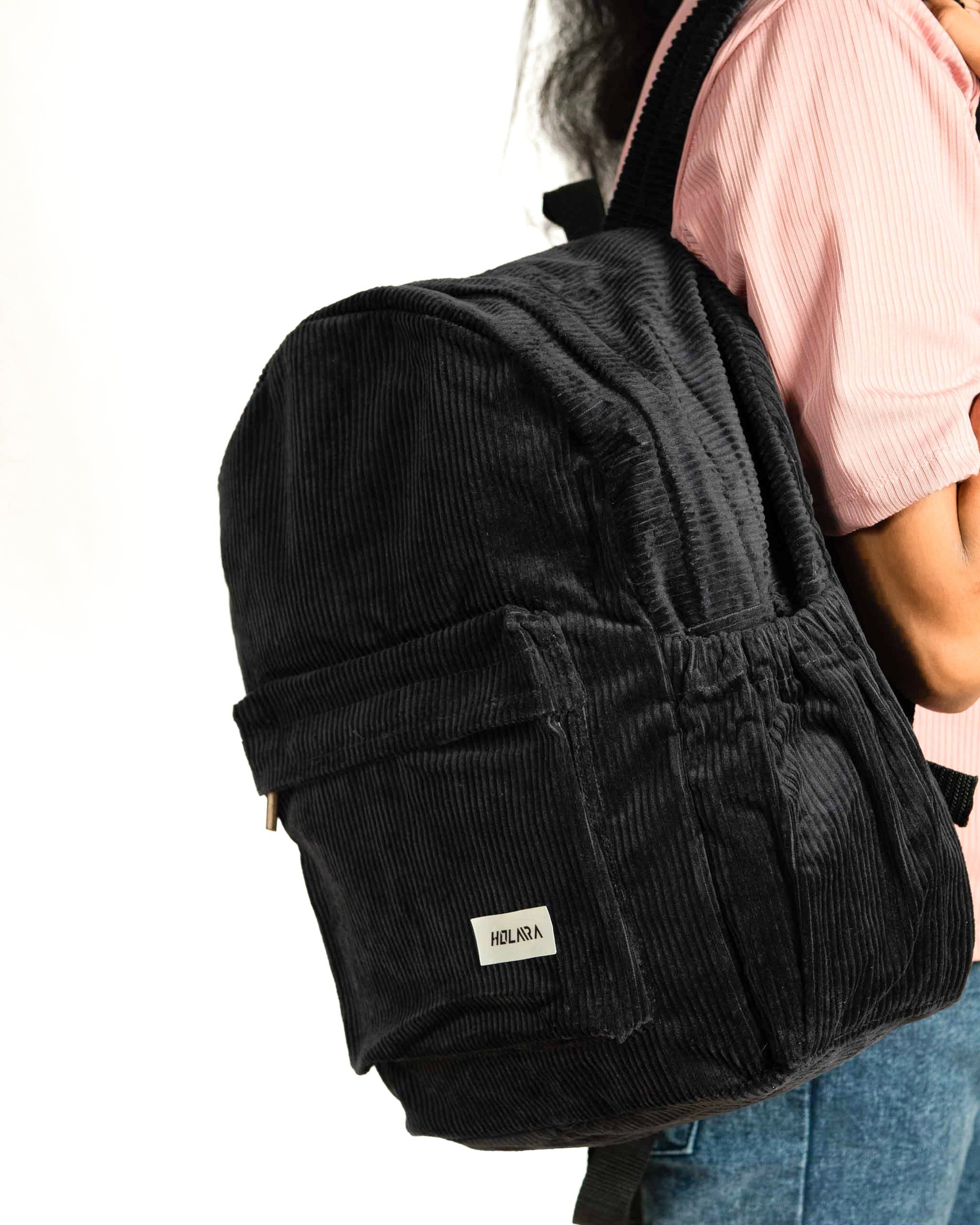 Corduroy Organized Backpack - Black