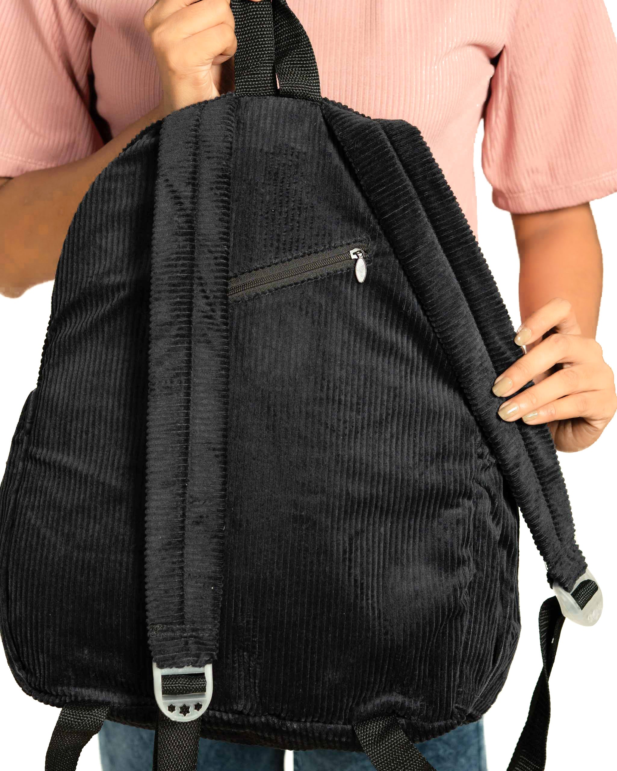 Corduroy Organized Backpack - Black