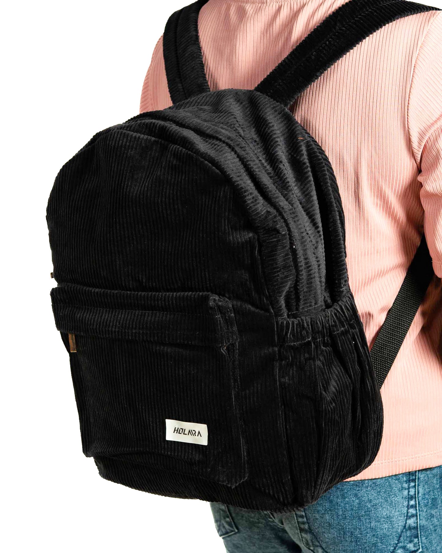 Corduroy Organized Backpack - Black