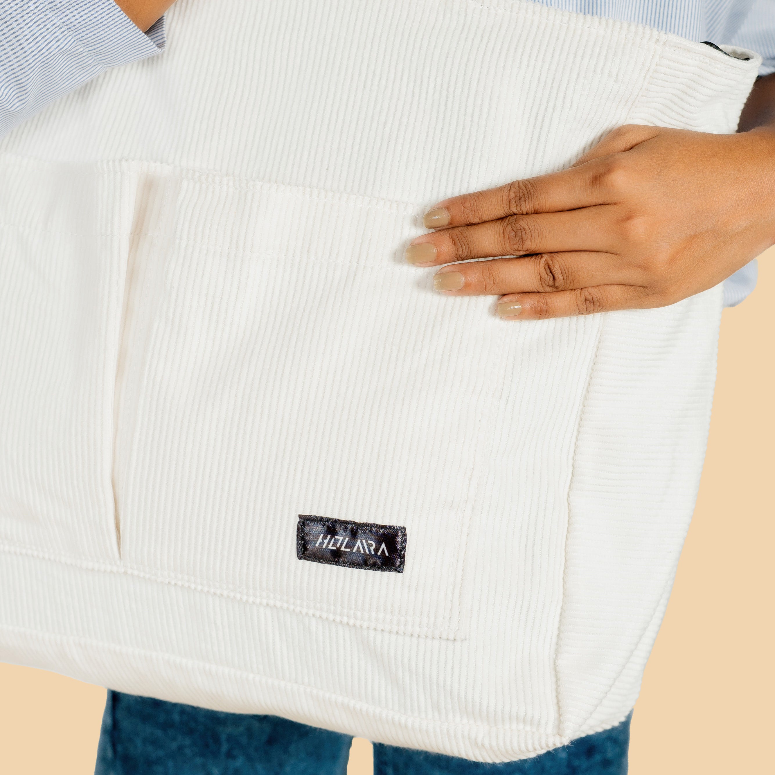 Corduroy Organized Tote Bag - White