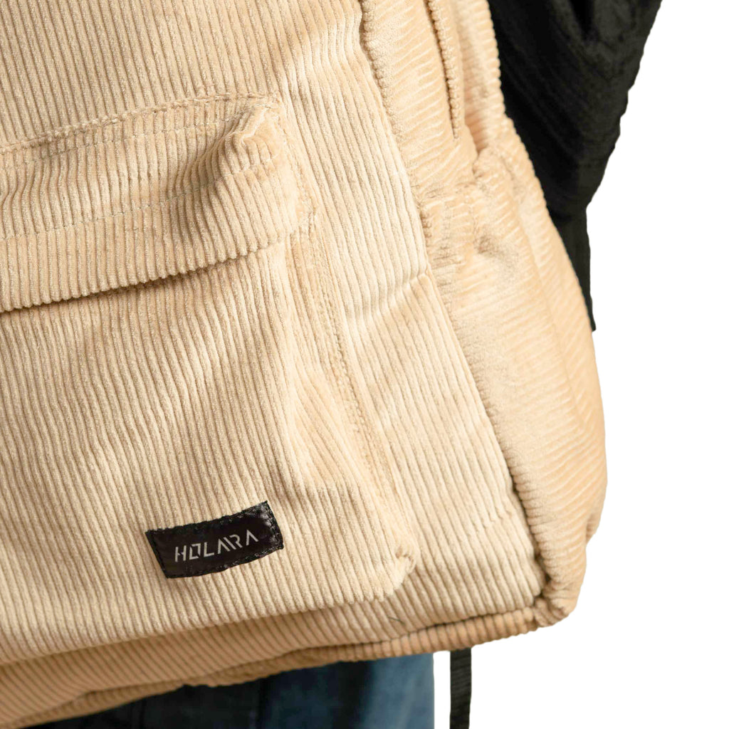 Corduroy Organized Backpack - Beige