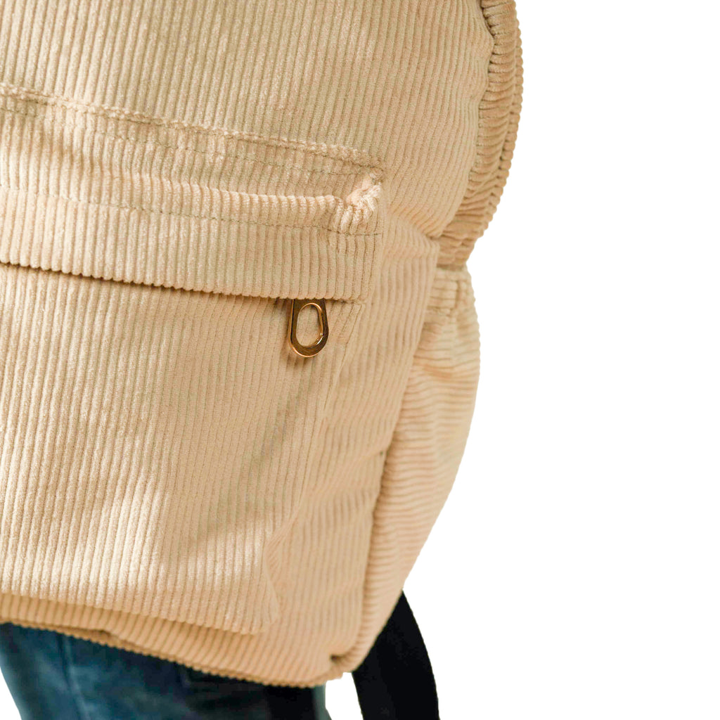 Corduroy Organized Backpack - Beige