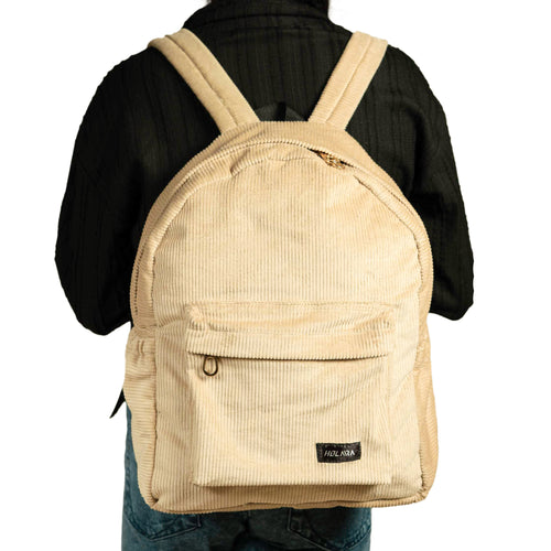 Corduroy Organized Backpack - Beige