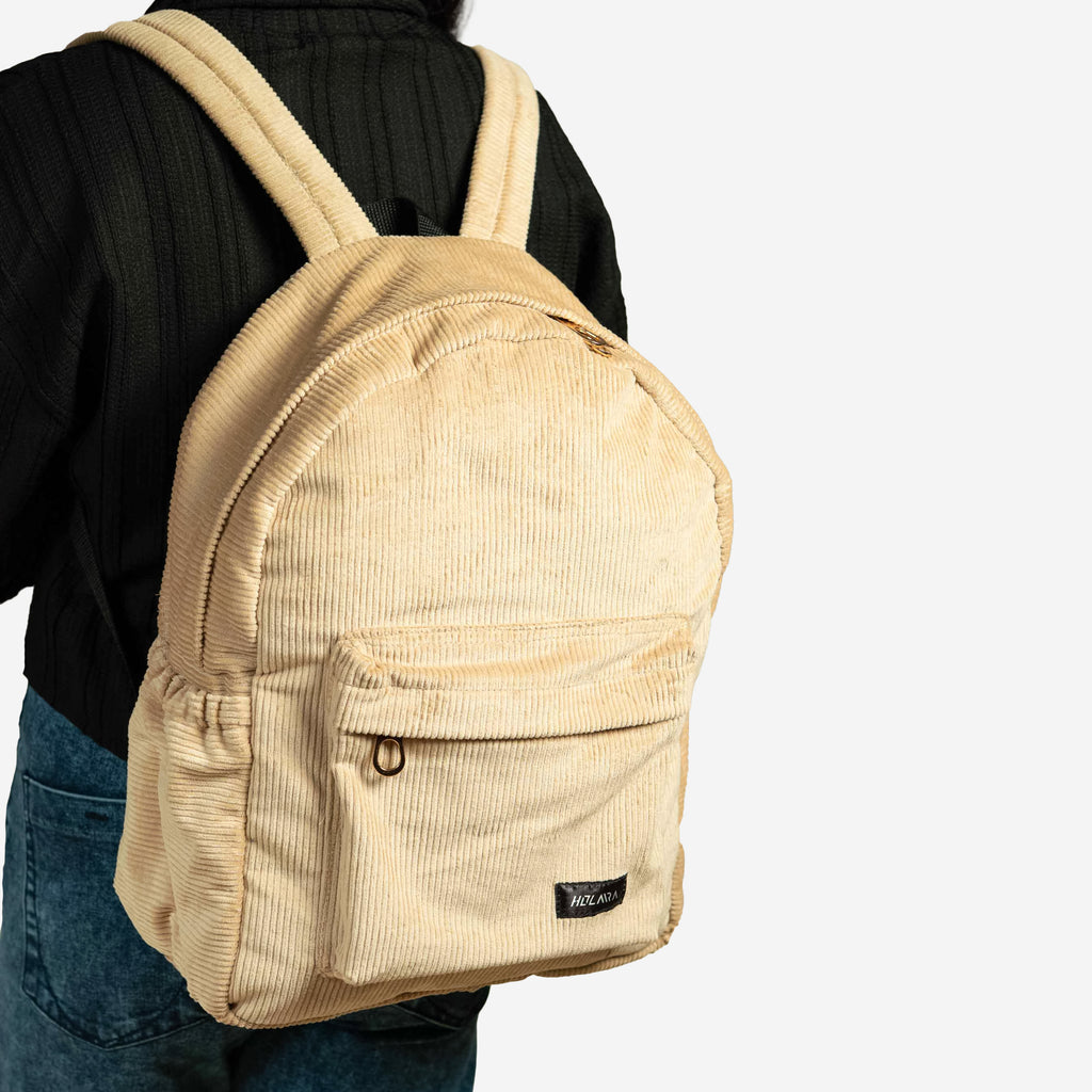 Corduroy Organized Backpack - Beige