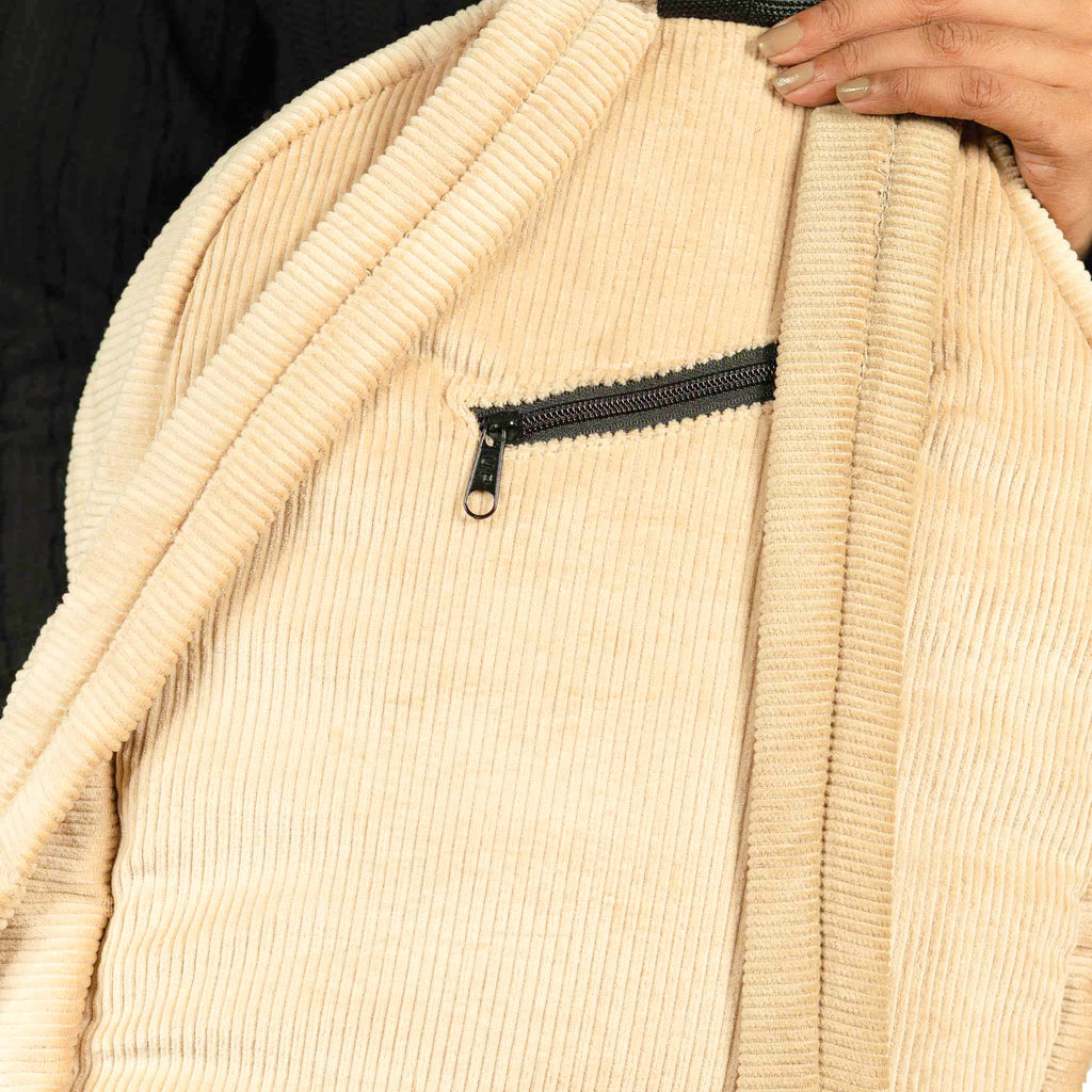 Corduroy Organized Backpack - Beige