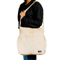 Corduroy Organized Shoulder Bag - Beige