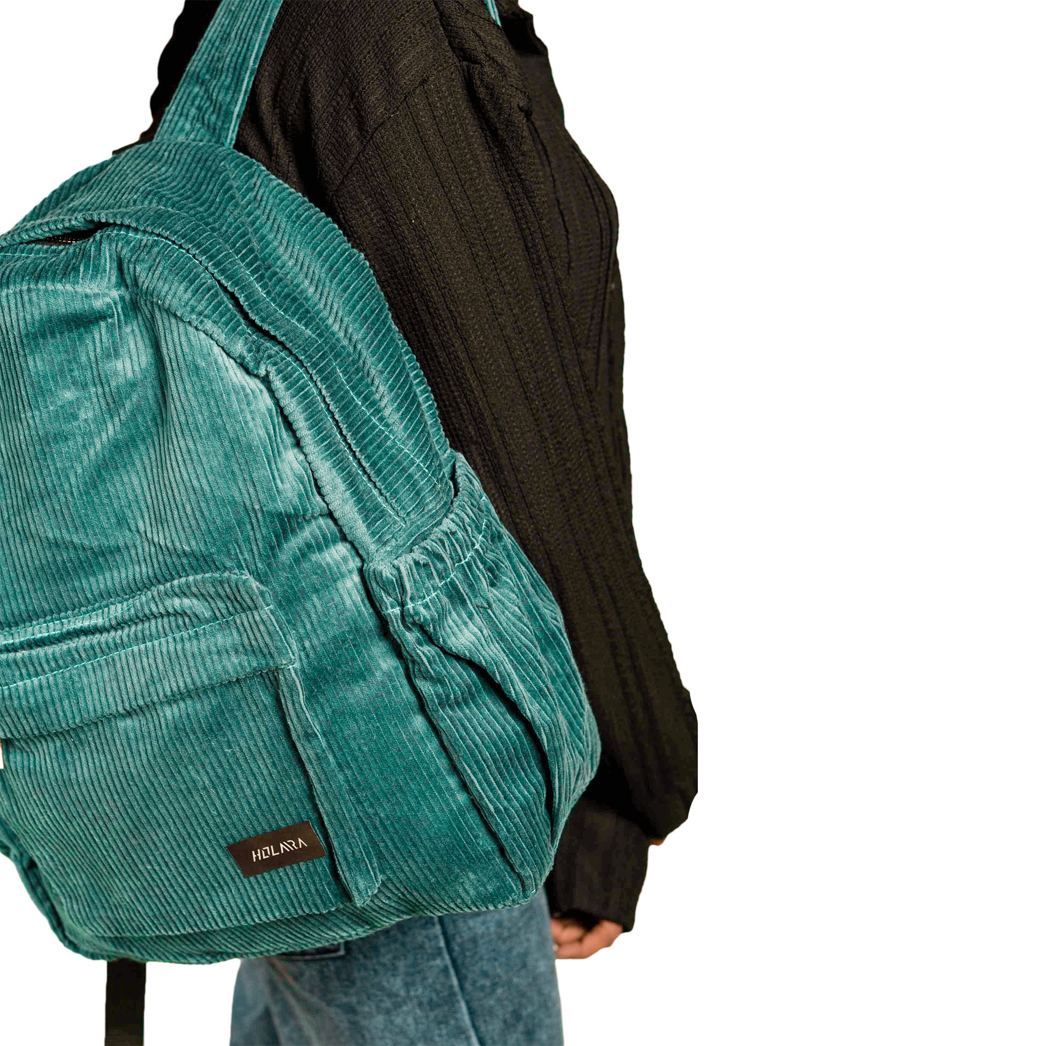 Corduroy Organized Backpack - Peacock Blue